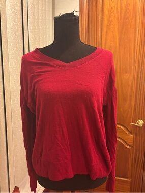 Banana Republic Women's Red V-Neck Sweater